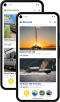 Boat24 and Caravan24 apps on two Android smartphones